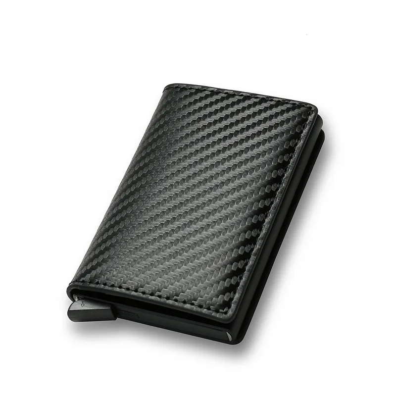 Aluminum Wallet Slim Aluminum Wallet With Back Pouch ID Credit Card Holder Mini RFID Automatic Pop up Bank Card Case