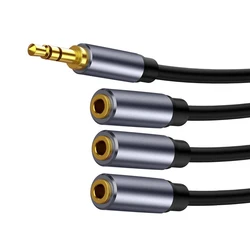 Universal 3.5mm Audio Splitter Cable - Female to Male Jack Adapter for Headphones and Aux Devices (3.5mm 1 to 3 Ports)
