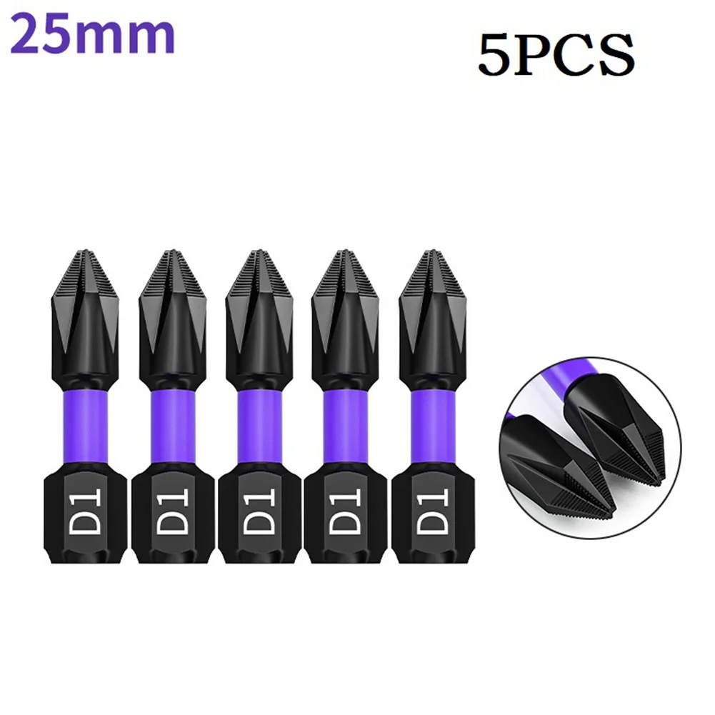 

5PC Non-slip PH2 Magnetic Batch Head Cross Screwdriver Hardness Impact Drill Bit Anti Non-slip WaterProof Bits