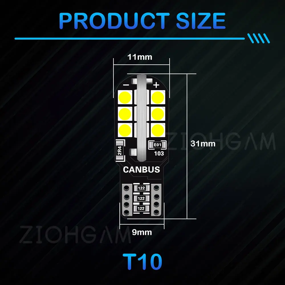 ZIOHGAM CANBUS LED  Ʈ 194 ,   ȣ, ̵ Ŀ , ڵ ȣ, WY5W, T10, 2 