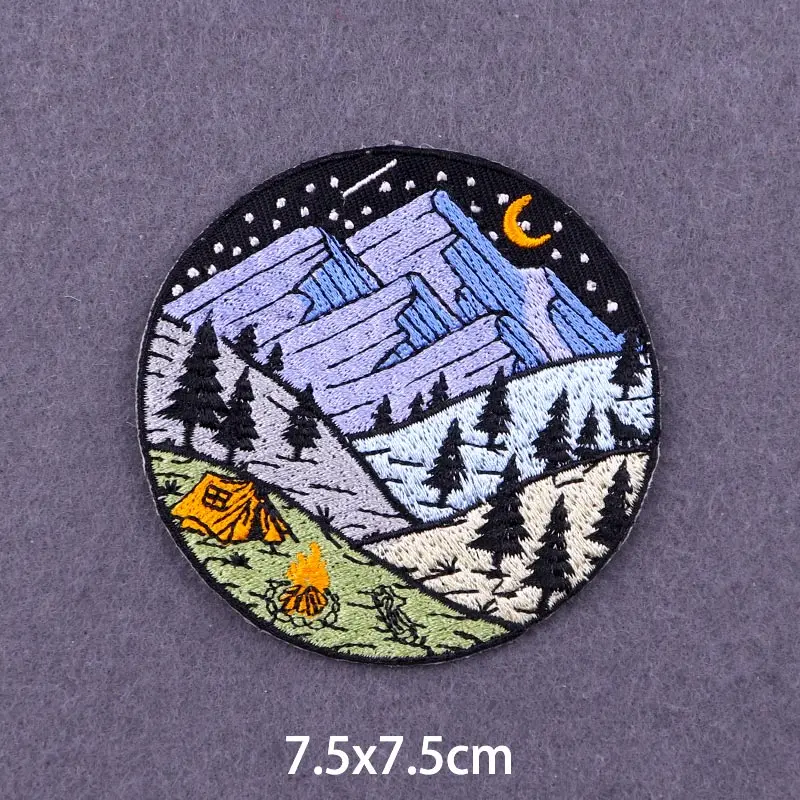 Diansour Eisen auf Patches für Kleidung thermoadhäsive Patches Abenteuer Landschaft Tier Stickerei Patch auf Kleidung DIY – Detail 12