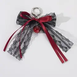 Lace Bow Hollow Red Ribbon Cherry Fashion Charm Keychain - Delicate Valentine's Day Gift Accessory (A1)