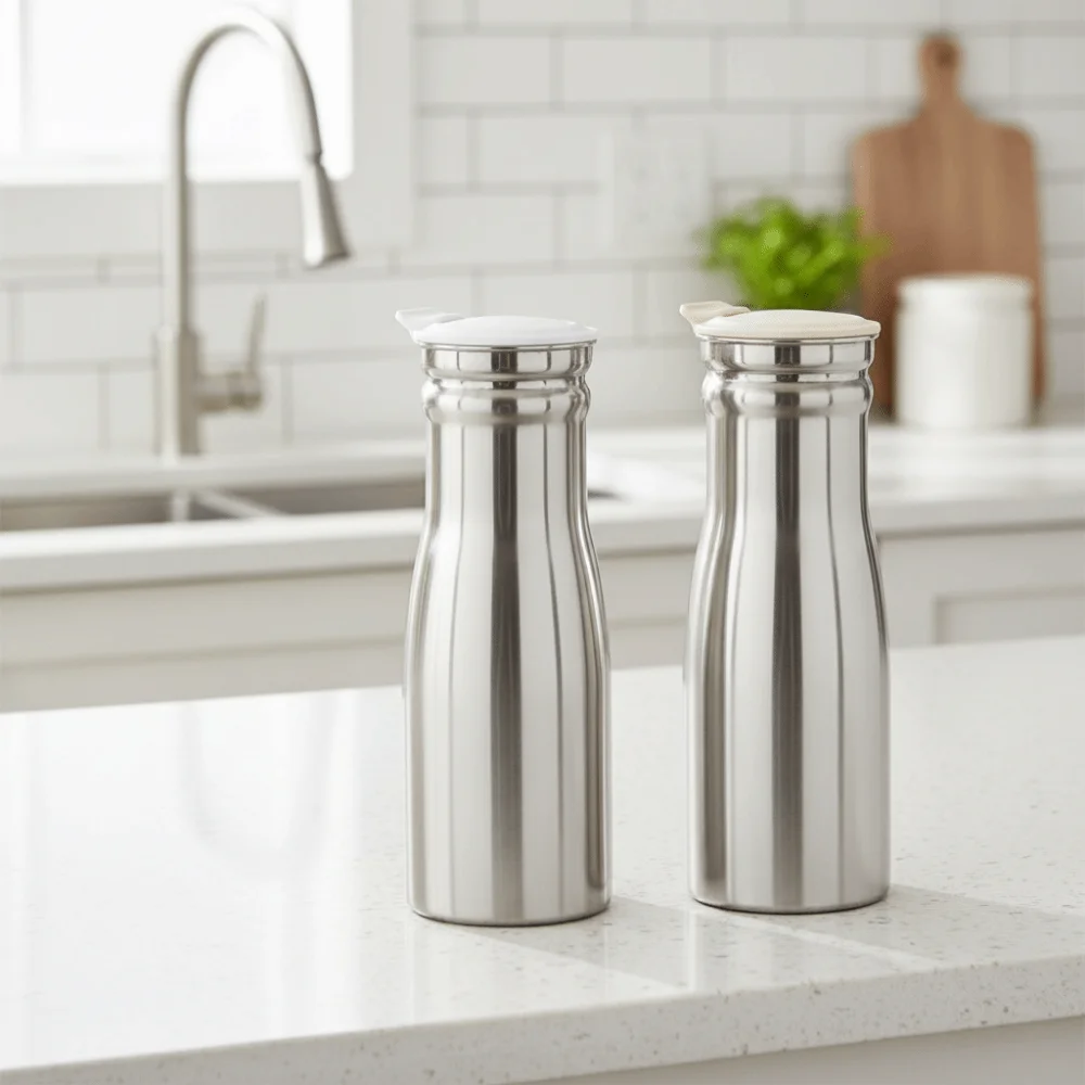 Teapot 1L Stainless Steel Cold Kettle Large Capacity Leakproof Water Pitcher with Sealed Lid Fruit Juice Pot for Home