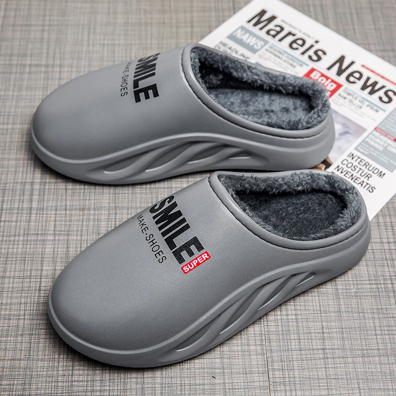 

Мужские зимние тапочки из хлопка и бархата, с защитой от воды