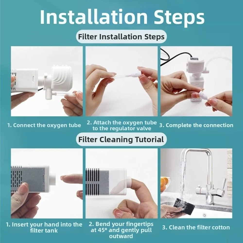 3 in 1 Aquarium Filter Pump Energy Efficient Adjustable Flow Submersible Filter Silent Operation Built-in Filter