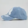 Distressed Ripped Denim Baseball Cap for Men Women's Caps Cotton Jeans Blue Summer Hats for Women 4