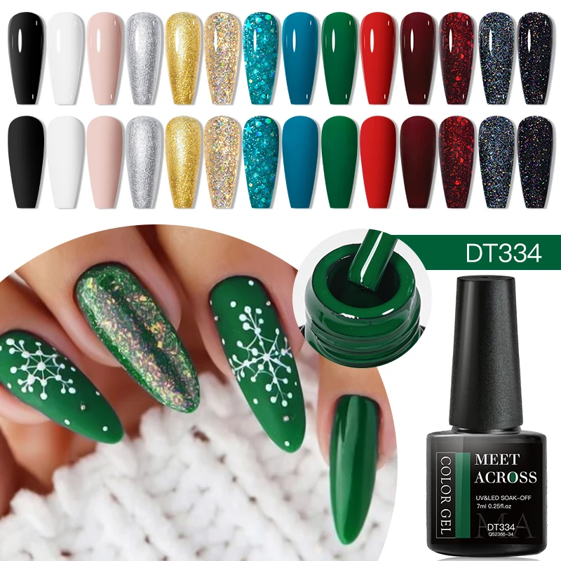 7ML Green Gel Nail Polish Autumn Winter Nails Red Glitter Semi Permanent Varnish Soak Off UV LED Nail Art Gel Polish Manicure 3