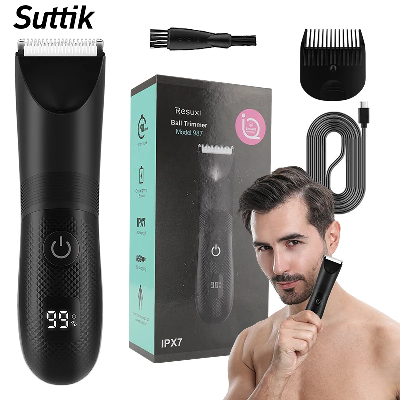Body Hair Trimmer for Men Balls Women Lady Shaver Hair Removal Bikini Trimmer Groin & Body Shaver Groomer Beard Razor
