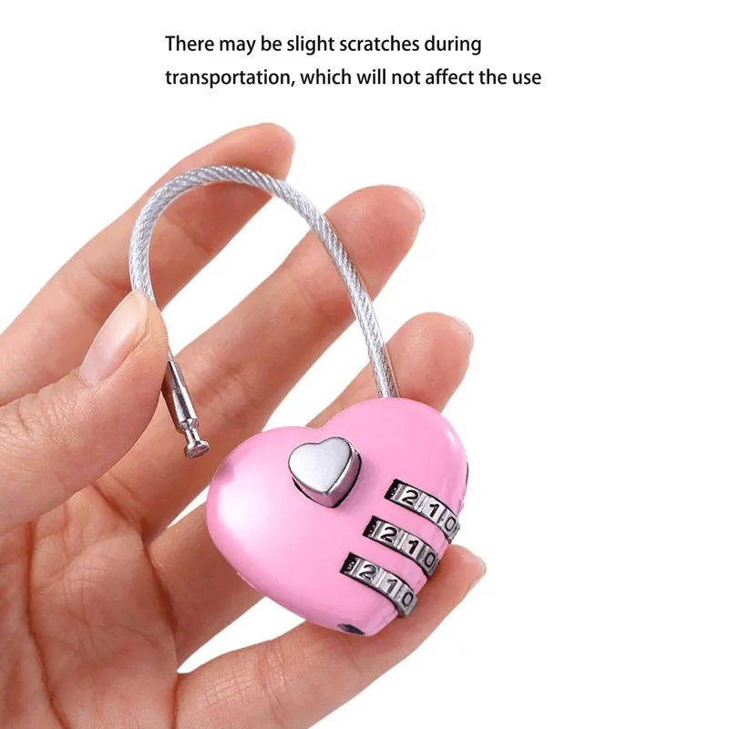 Combination Lock Love Lock Wedding Heart Love School Bag Backpack Trolley Box Zinc Alloy