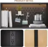 Rattan Kitchen Pantry Storage Cabinet with Power Outlets, LED Lights, Pegboard - 62.6" Tall Hutch Sideboard Buffet Cabinet, 6