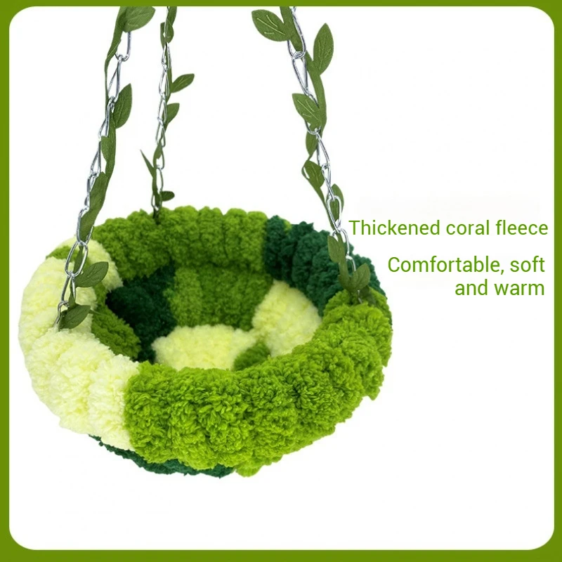 New Bird Nest Warm Hammock Green Forest Series Bird Nest Pet Animal Fun Toy Swing Plush Doll Room Decoration Storage Cute Gift 4