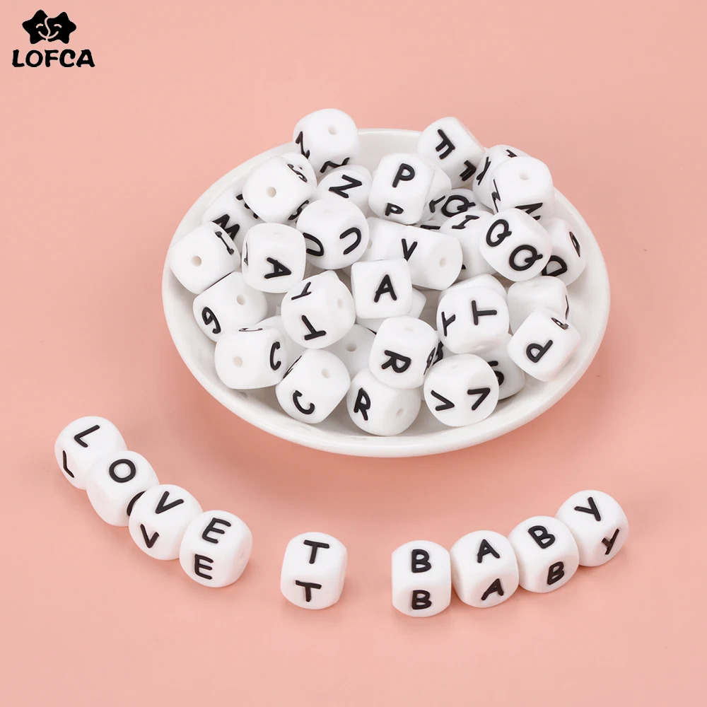 10pcs 12MM Silicone Letters Beads Baby Teething Teethers English Alphabet Letter Beads BPA Free Baby Shower Gifts