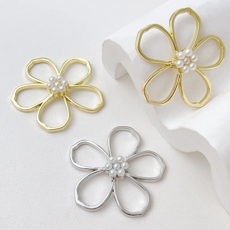 

10pcs Handmade Flower Pendant Charms Pearl Gold Silver Color Pendants for Diy Jewelry Making Necklace Earrings Accessories