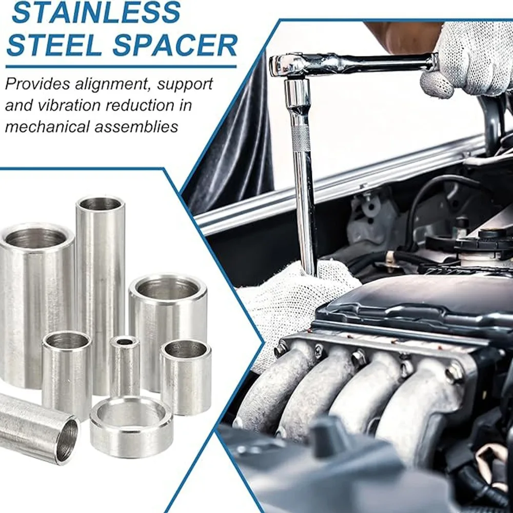 304 Stainless Steel Unthreaded Standoff Spacer M6 M7 M8 Bushing Washer Round Hollow Gasket Sleeve Length 2 3 4 5 6 7~ 35 40mm