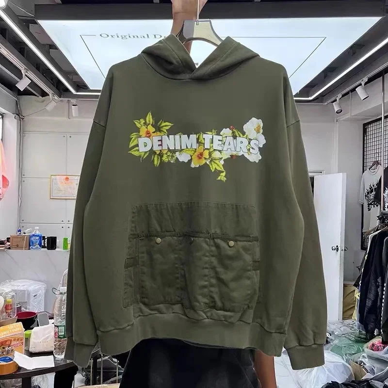 

Vintage pocket lettered casual hoodie jacket
