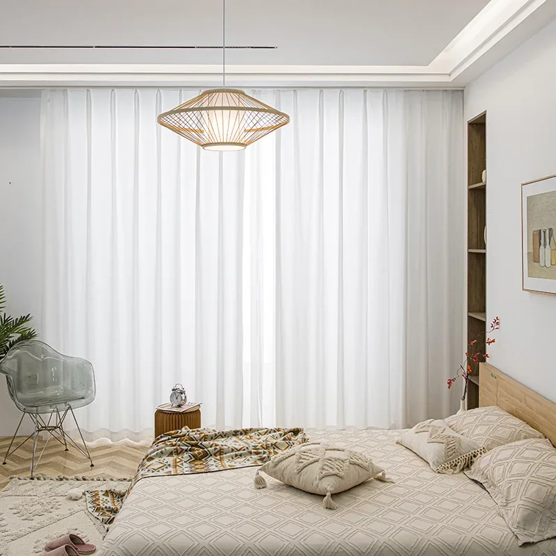 

(48) Customized Gauze Curtains, Checkered Gauze Japanese Living Room Balcony Curtains and Gauze Curtains