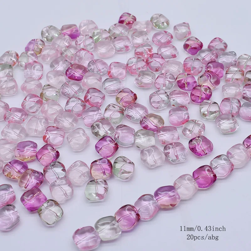 18mm 10pcs 혼합 색상 유리 구슬 다채로운 핑크 문 유리 구슬 Jewelny 만들기 DIY를위한 느슨한 스페이서 비즈