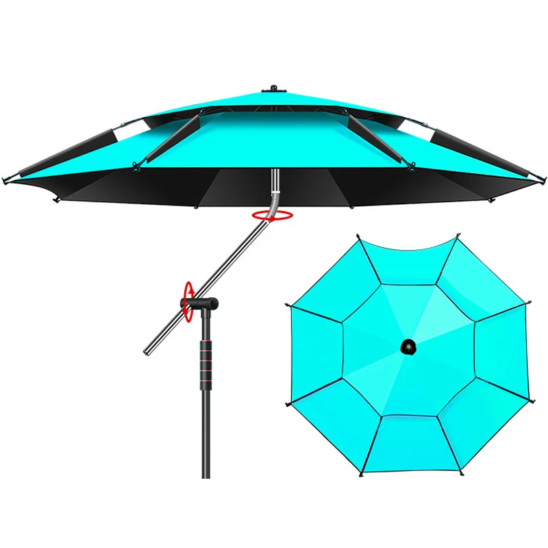

Double Adjustable Outdoor Fish Umbrella Thickened Sun Protection Folding Large Fishing Umbrella Rainproof Fishing Accessories