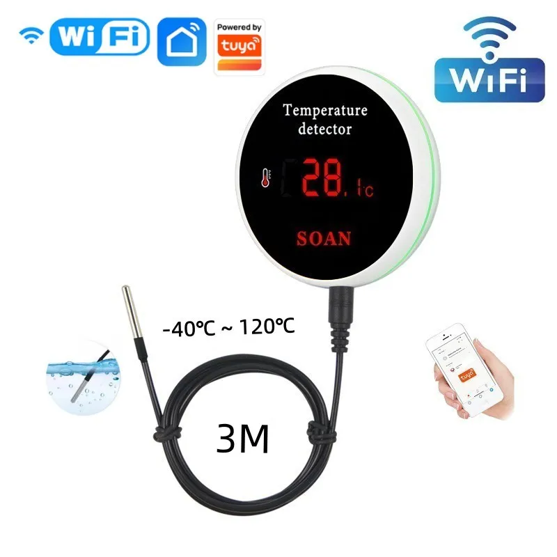 WiFi Thermometer Smart Hygrometer: Indoor Temperature Humidity Sensor with  Backlit Display & App Notification Alerts, Data Storage Export, Calibrated