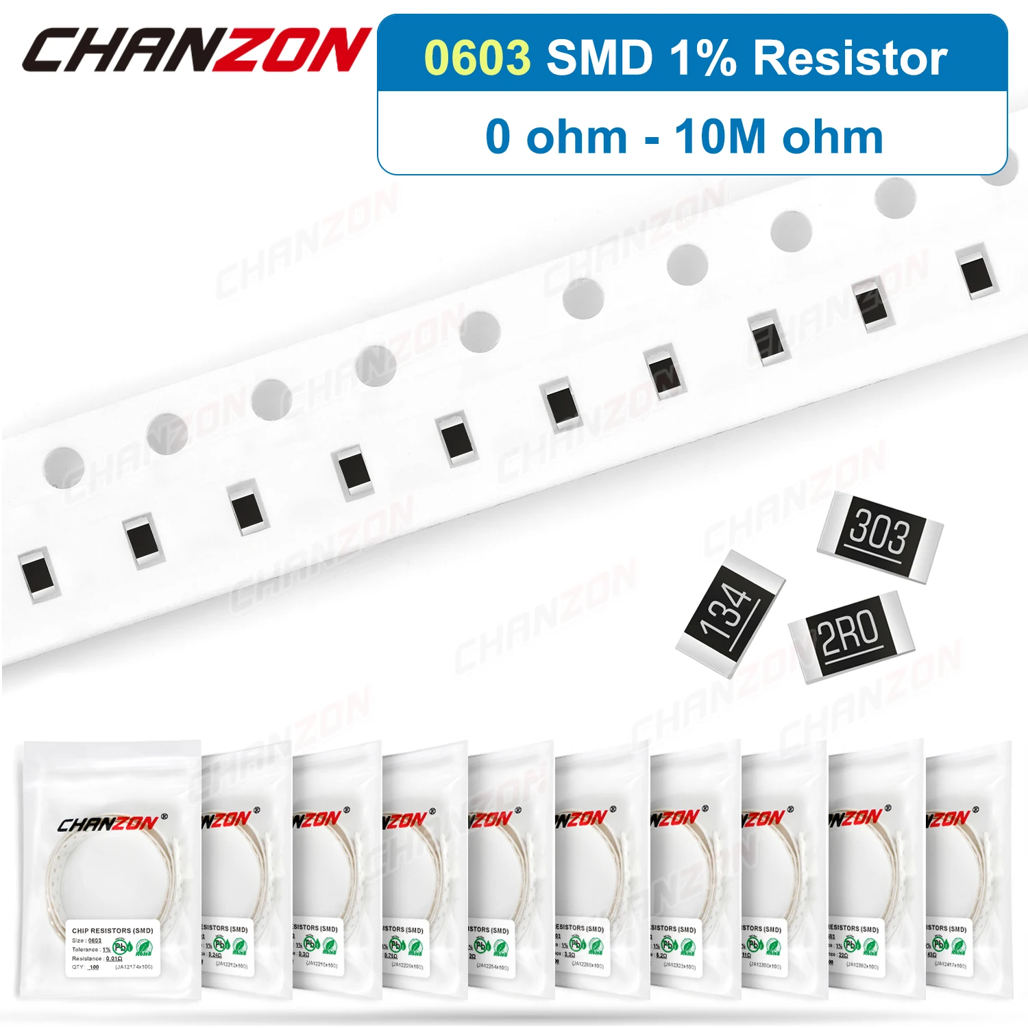 100 шт./лот 0603 1% Высокоточный SMD резистор 0ohm 16 3 9 K 33K 39K 43K 47K 56K 62K 82K 91K 1M5 4M7 2K7 7K5