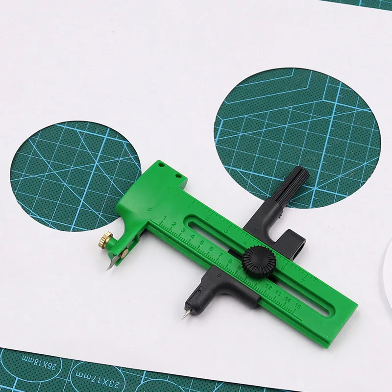 Circle Cutter Paper Trimmer Scrapbooking Circular Cutter Craft Cutting Tool, Rotary Cutter for Cardstocks (Included 3 Blades) (Green)