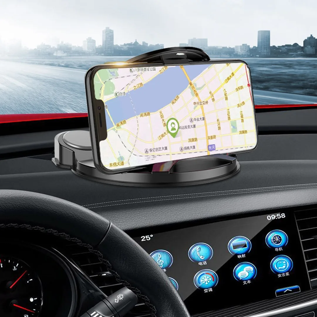 

1pc Car Center Console Phone Holder Durable Silicone Suction Cup Adjustable Navigation Bracket Auto Interior Accessories
