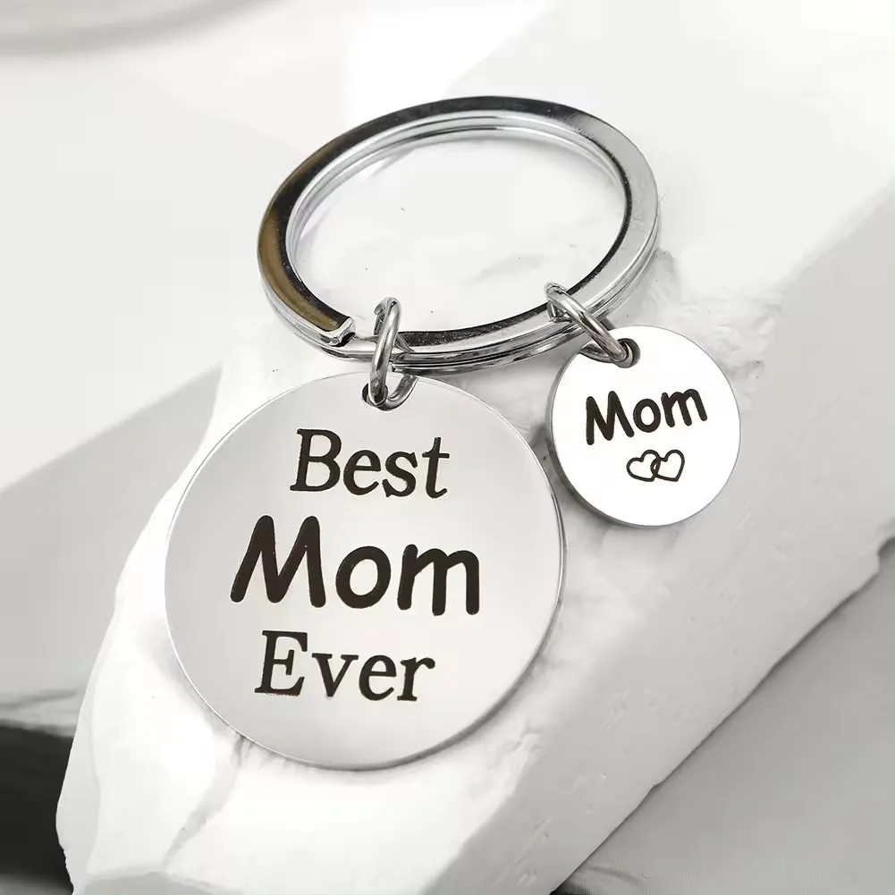 

2pcs/set Stainless Steel Best Mom Ever Keychain Mothers Day Mum Birthday Appreciate Love Gift from Son Daughter keychain