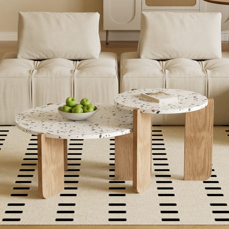 Moderner klappbarer Couchtisch, Beistelltisch, Couchtisch-Set für Wohnzimmer, Sofa-Beistelltisch und Balkon, 2er-Set – Detail 3
