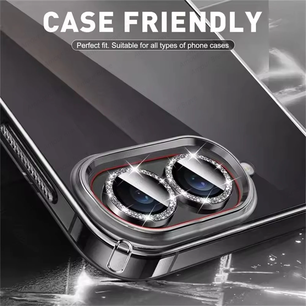 Diamond Glitter Camera Glass Lens Protector with Metal Ring