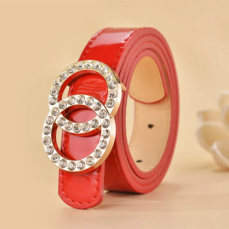 

Children Belt Glossy Pu Leather with Pearl Metal Buckle Belt for Boys/Girls School Students Jeans Waist Belts