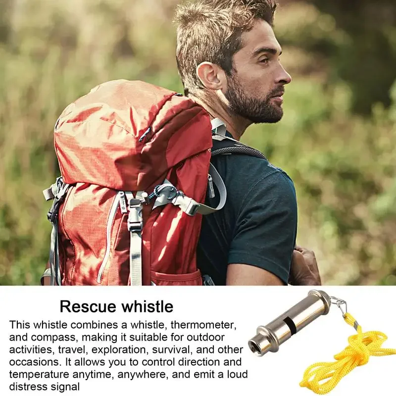 1/2Pcs Silver Metal Whistle With Lanyard Security For Outdoor First Aid Emergency Tool Hike Climb Camp Referee's Whistles