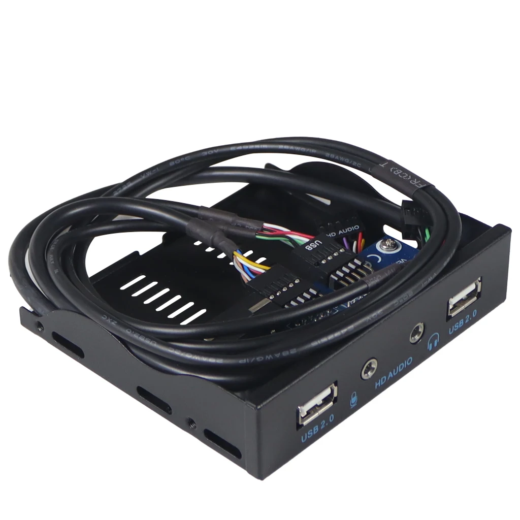 3.5'' 2 USB3.0 A Hub + HD Audio To 20Pin Header Floppy Front Drive Panel 1 X Front Panel 4 X Screw Black