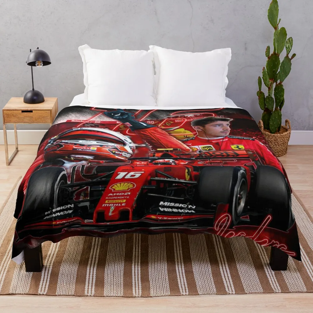 

charles leclerc fan art Throw Blanket Luxury Throw Bed covers Custom fluffy Blankets
