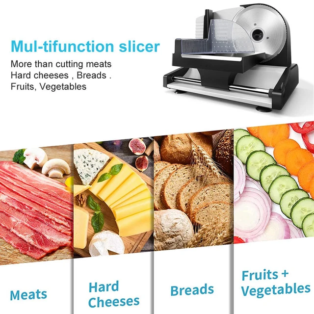 Bread Slicer For Homemade Bread 0-15mm Thickness Adjustment Electric Meat  Slicer