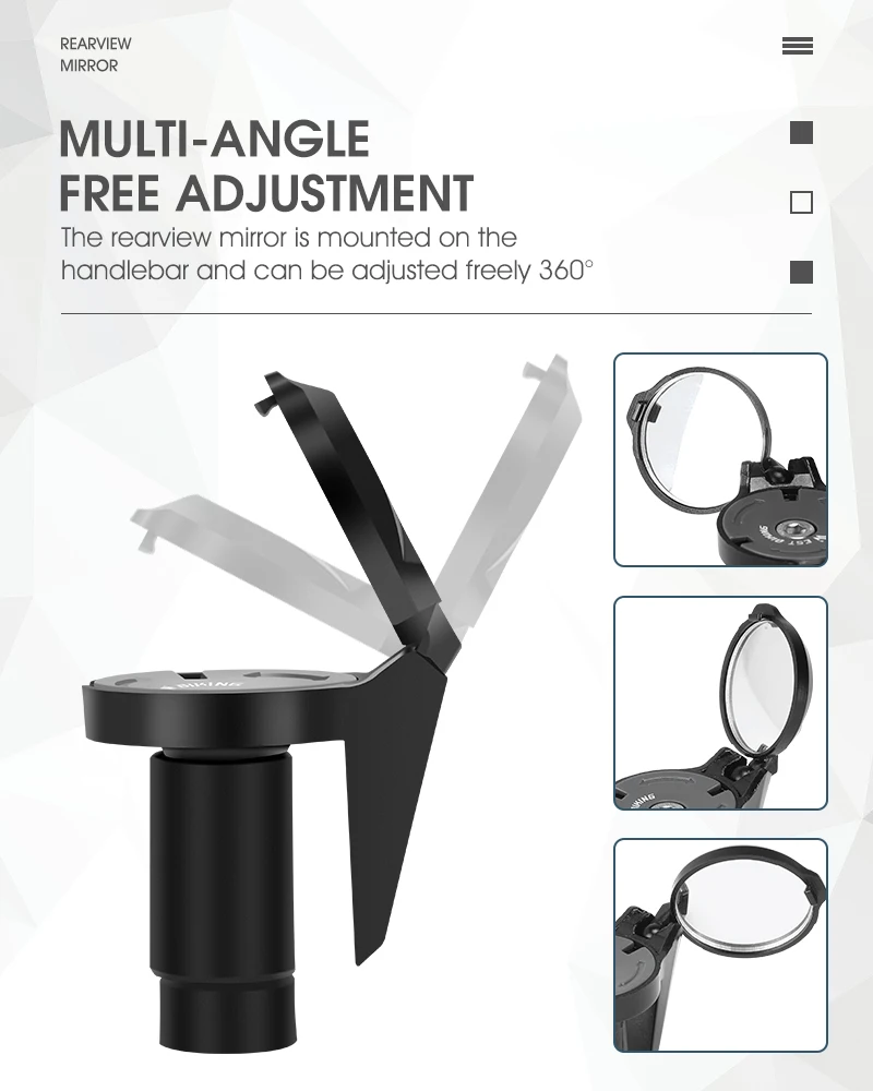 Description Picture 5 of itemWEST BIKING Bicycle Rearview Mirror Universal Adjustable Convex Mirrors Rotate Handlebar End Mirror MTB Road Bike Accessories