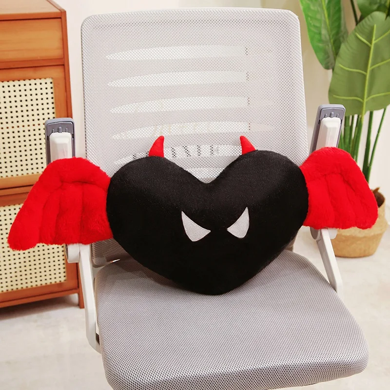 Lovely Plush Angel Heart Pillow Toy For Girlfriend Kids Festival Gift Soft Plush Stuffed Red Love Demon Heart Shape Pillow Toys 5