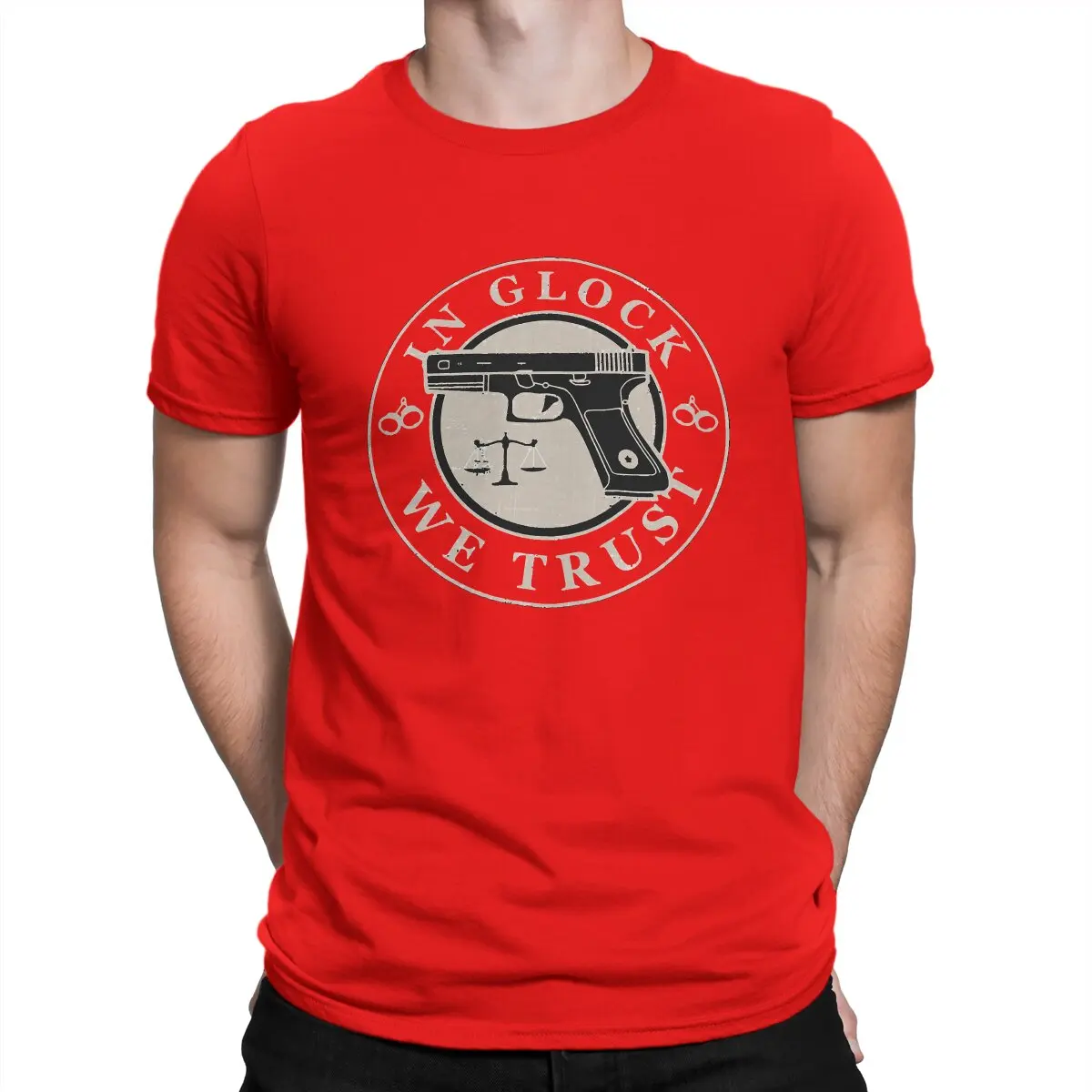 thumbnail image 1 of Camisetas de algodón puro con cuello redondo para hombre, de Glock We Trust, de manga corta Smith Cool Wesson, talla 6XL, 1 of 7