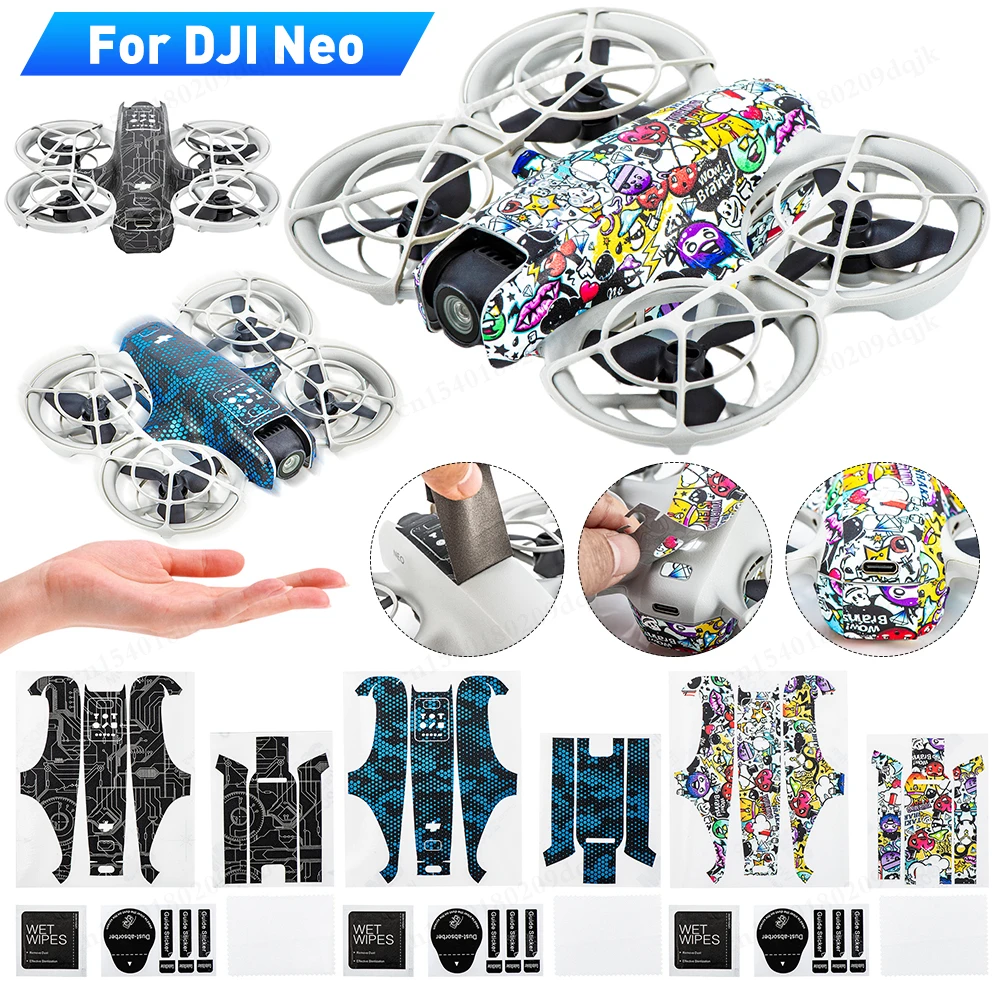 Vinyl Stickers Set Colorful Decorative Sticker Combo Anti-Scratch Sticker Decal Skin Skin Decoration Stickers for DJI Neo