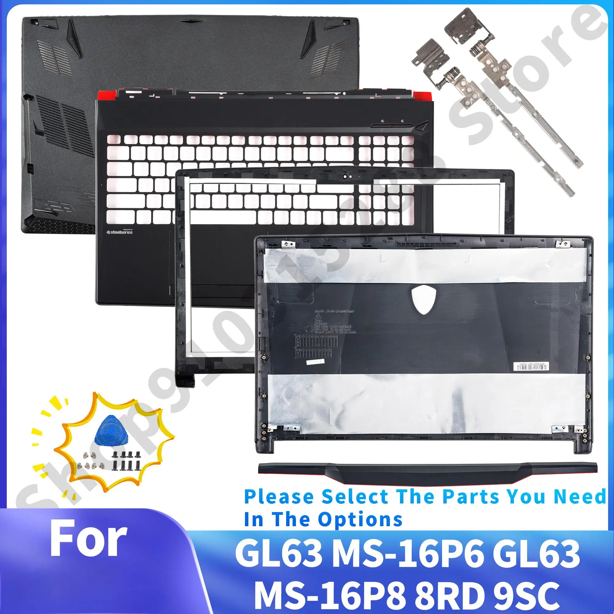 LCD 후면 커버, 베젤, 팜레스트, 하단 케이스, 노트북 부품 교체, GL63, 8SC, 8RB, 8RCS, 8RC, 8RD, 9S..