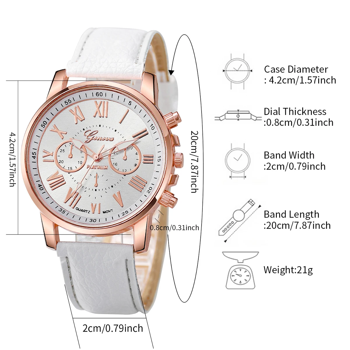 2Pcs/set Fashion Women Leather Band Quartz Watch & Bracelet
