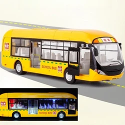 Diecast Metal Pull Back Bus Toy with Sound and Light - Educational Miniature Gift (New Energy Bus)