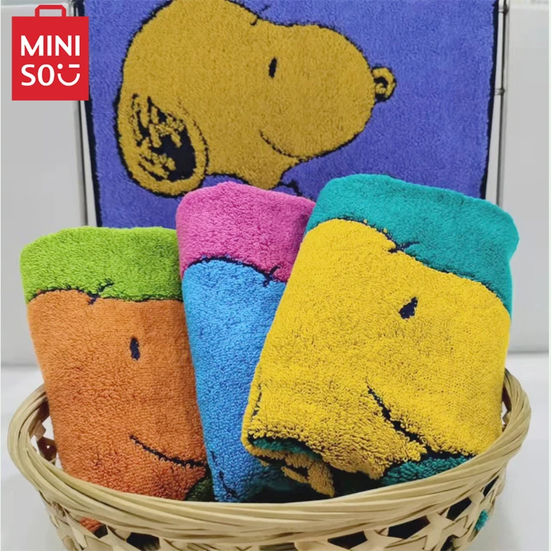 MinisoSnoopyColorfulFaceTowelThickenCottonAbsorbentMicrofiber
