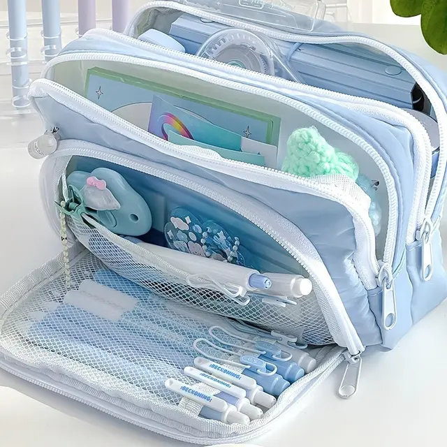 Cute Multi Layer Pencil Case Pouch, Large Capacity Pen Case Bag,Durable Stationery Storage Bag For Students, School&Office
