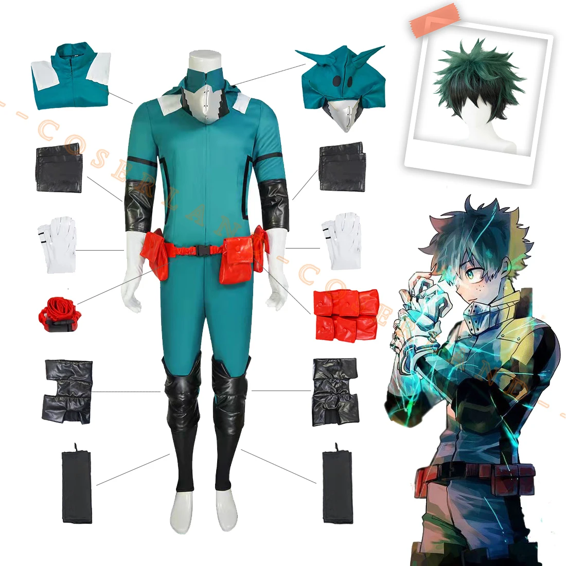 Anime Mha Jumpsuit Midoriya Izuku My Hero Academia Cosplay Battle Suit ...