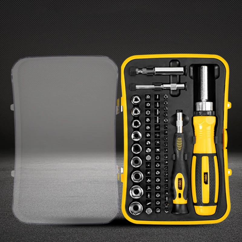 

Xiaomi Deli 65 PCS Ratchet Screwdriver Set Magnetic Precision Screw Driver Bit Kit Phone Household Maintenance Hand Repair Tools