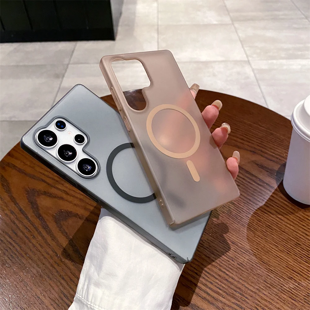 Ultrathin Clear Magnetic Case with Matte Finish and Wireless Charging Capability
