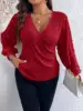 Plus Size Women's Casual Loose-Fit Woven Fabric T-Shirt, Spring & Fall Fashion Top, Comfortable Moderate Thickening Design