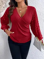 Plus Size Women's Casual Loose-Fit Woven Fabric T-Shirt, Spring & Fall Fashion Top, Comfortable Moderate Thickening Design