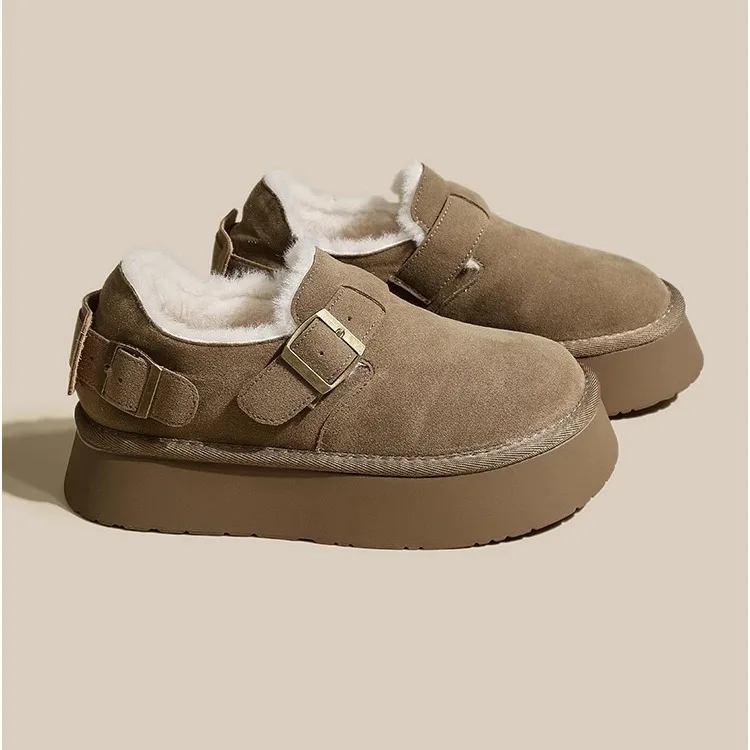 Winter Buckle Women's Vulcanize Shoes with Thick Velvet Lining for Cold Weather
