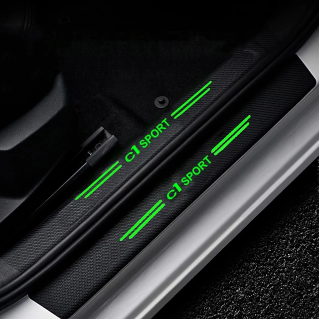 Leucht für Citroen C1 Sport Logo Carbon Faser Auto Aufkleber Trunk  Threshold Schutz Streifen Tür Sill